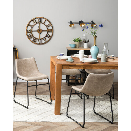 Beliani Set of 2 Dining Chairs BATAVIA Fabric Beige 1