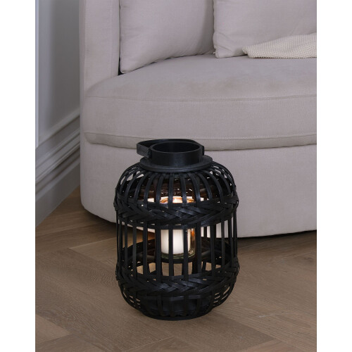 Beliani Lantern BORACAY 30 cm Bamboo Black 1