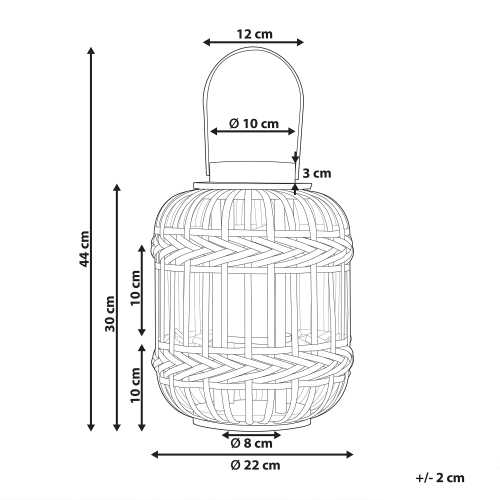 Beliani Lantern BORACAY 30 cm Bamboo Black 2