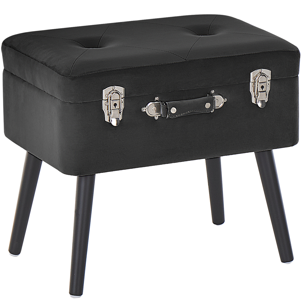 Storage Stool MALLARD Velvet Black