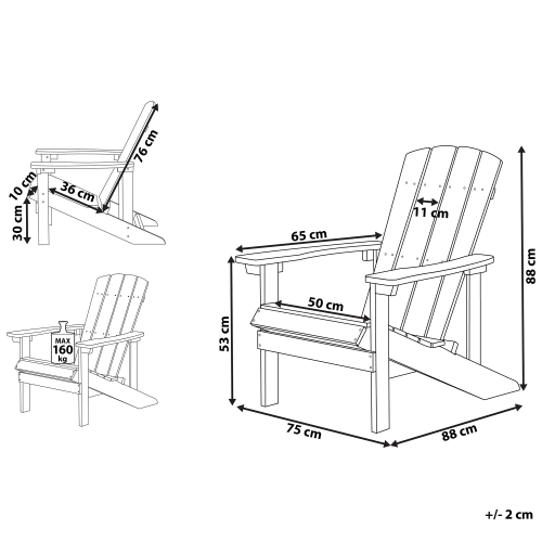 Beliani Garden Chair ADIRONDACK Dark Grey 2
