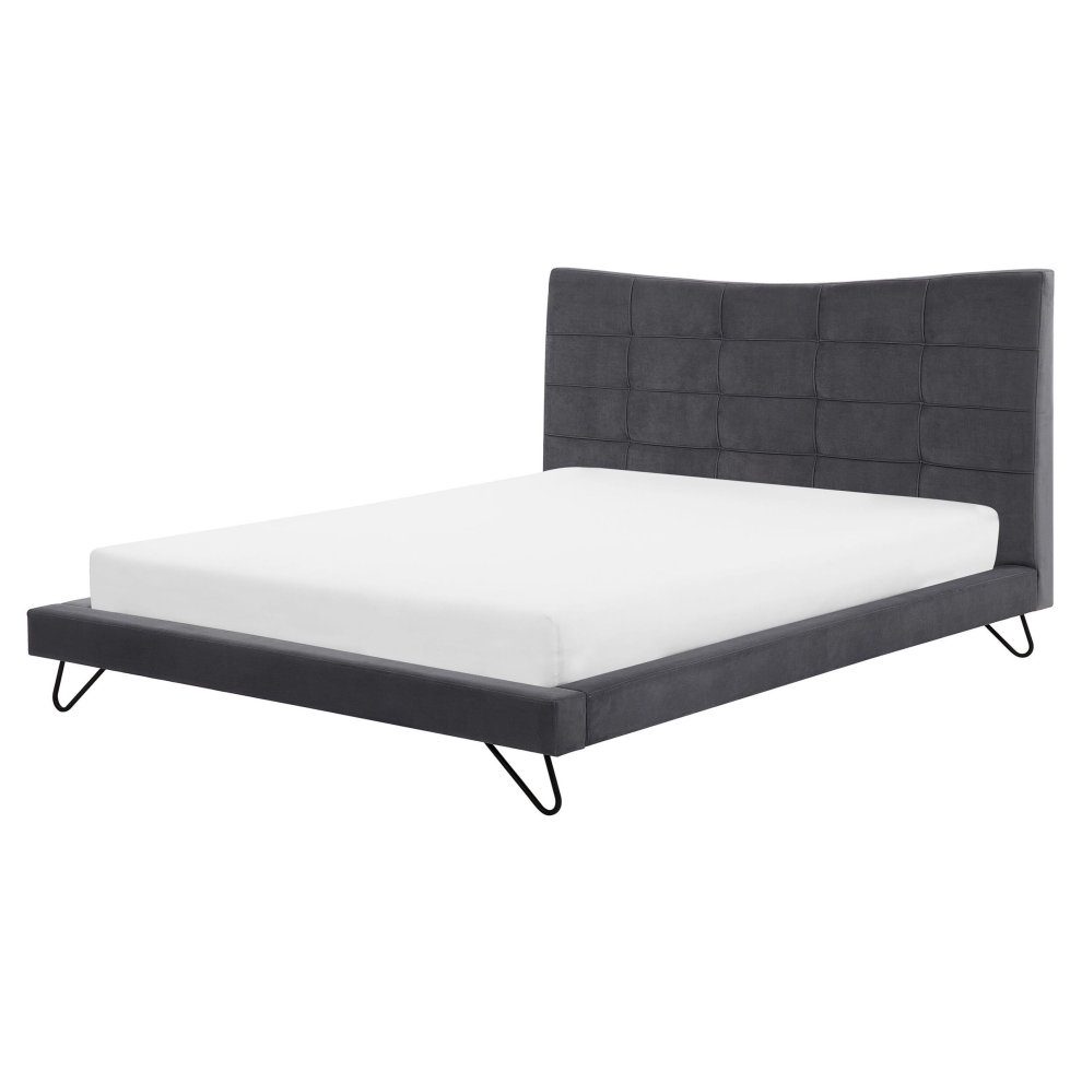 Bed Velvet LANNION 160 x 200 cm (EU King Size) Dark Grey