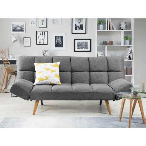 Beliani Sofa Bed 2 Seater INGARO Fabric Dark Grey 1