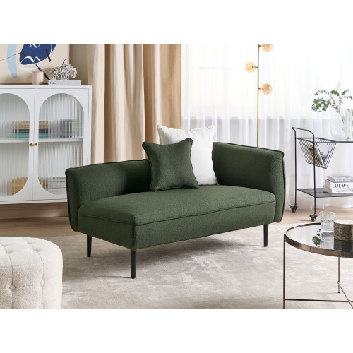 Beliani Right-Hand Chaise Longue CHEVANNES Boucle Dark Green 1