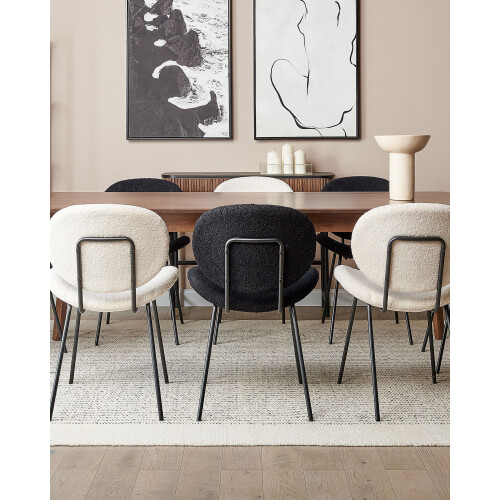 Beliani Set of 2 Dining Chairs LUANA Boucle White 1