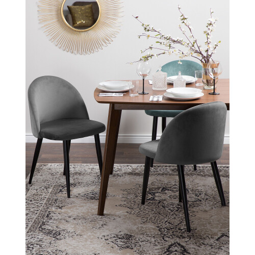Beliani Set of 2 Dining Chairs VISALIA Velvet Grey 1