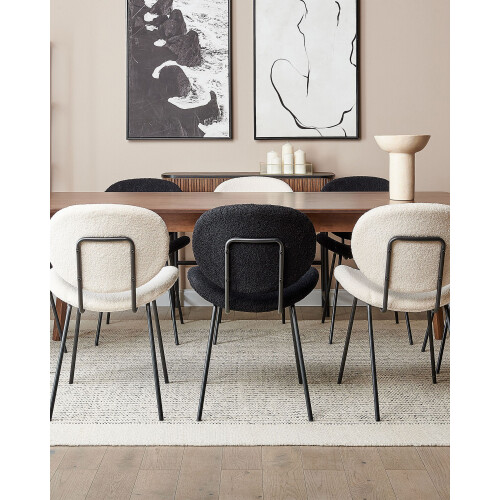 Beliani Set of 2 Dining Chairs LUANA Boucle Black 1