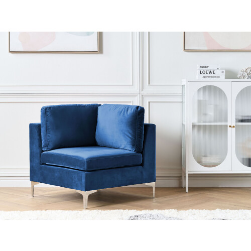 Beliani Corner Seat EVJA Velvet Navy Blue 2
