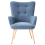 Beliani Wingback Chair VEJLE with Footstool Fabric Dark Blue 5