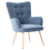 Beliani Wingback Chair VEJLE with Footstool Fabric Dark Blue 4