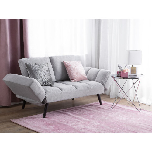 Beliani Sofa Bed 2 Seater BREKKE Fabric Light Grey 1