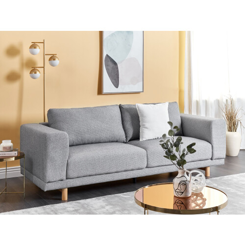 Beliani Sofa 3 Seater NIVALA Fabric Light Grey 1