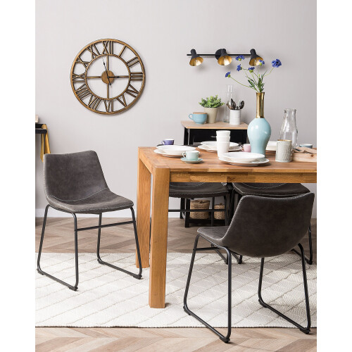 Beliani Set of 2 Dining Chairs BATAVIA Fabric Dark Grey 1