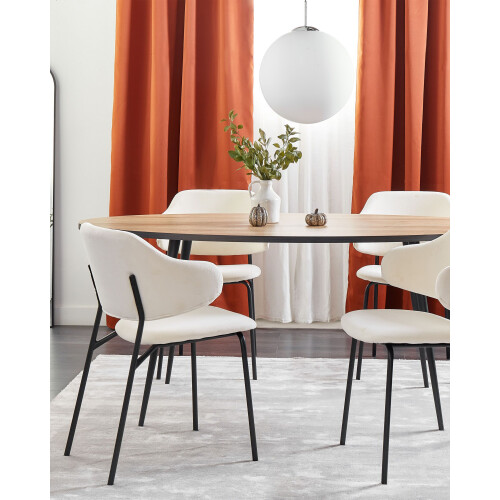 Beliani Set of 2 Dining Chairs KENAI Fabric Light Beige 1