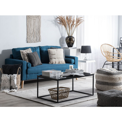 Beliani Sofa 2 Seater KALMAR Fabric Sea Blue 1