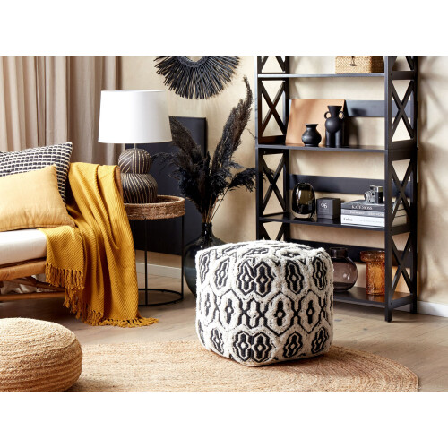Beliani Pouffe ORAI Wool Black/ White 1