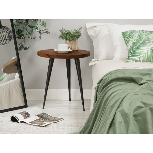 Beliani Side Table DETAH Teak Wood Dark Brown 2