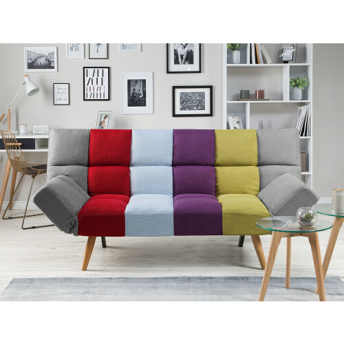 Beliani Sofa Bed 2 Seater INGARO Fabric Multicolour 1