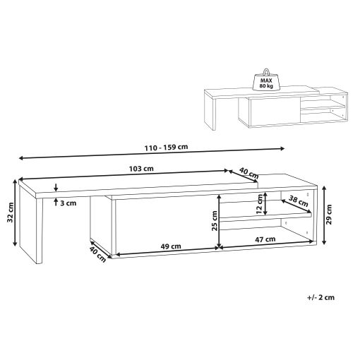 Beliani TV Stand YONKERS White 2