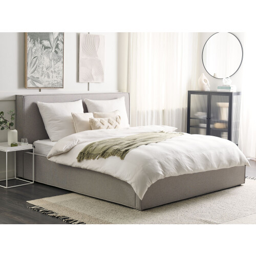 Beliani Ottoman Bed MOISSAC Fabric Light Grey 180 x 200 cm (EU Super King) 1