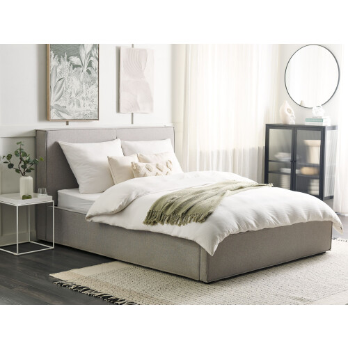 Beliani Ottoman Bed MOISSAC Fabric Light Grey 160 x 200 cm (EU King Size) 1