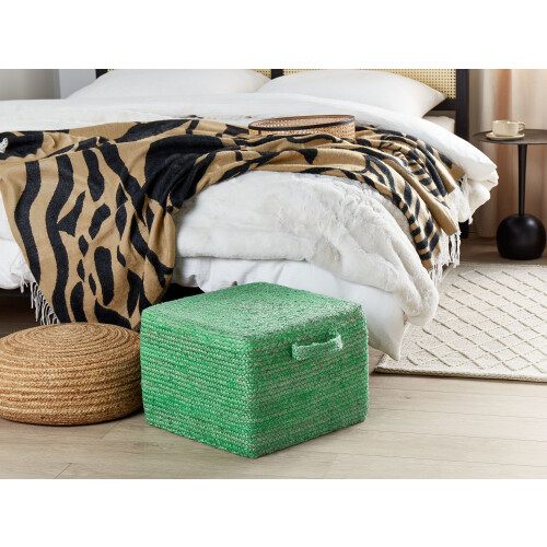 Beliani Pouffe DHADAR Jute Green 1