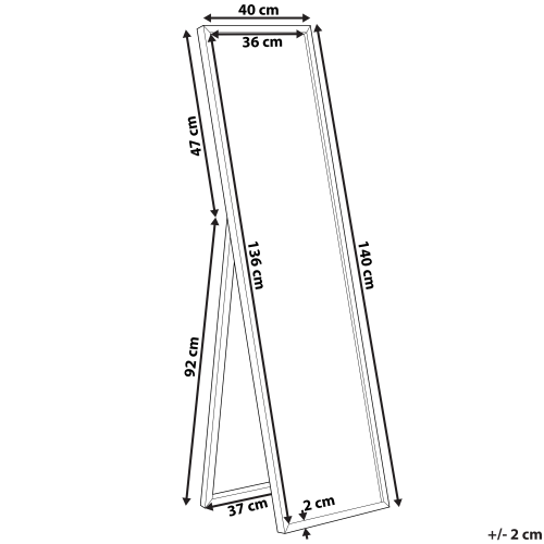 Beliani Standing Mirror TORCY 140 cm Black 2