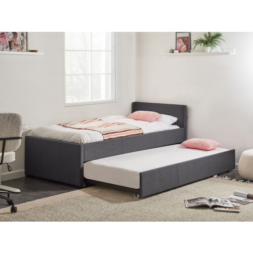 Beliani Trundle Bed Fabric MARMANDE 90 x 200 cm (EU Single) Dark Grey 2