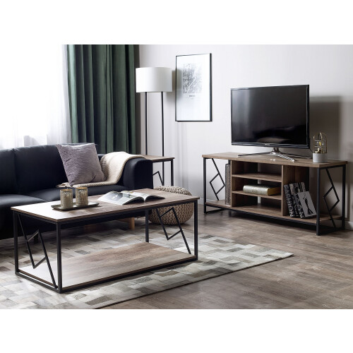 Beliani TV Stand FORRES Brown/ Black 2