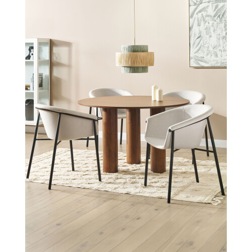 Beliani Set of 2 Dining Chairs AMES Fabric Light Beige 2