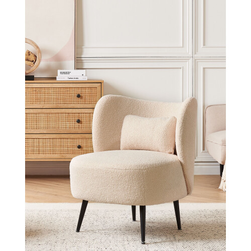 Beliani Armchair OTSBY Boucle Beige 1