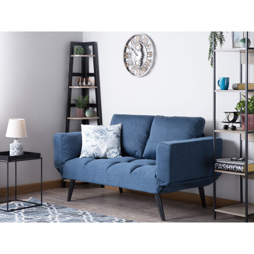 Beliani Sofa Bed 2 Seater BREKKE Fabric Navy Blue 1