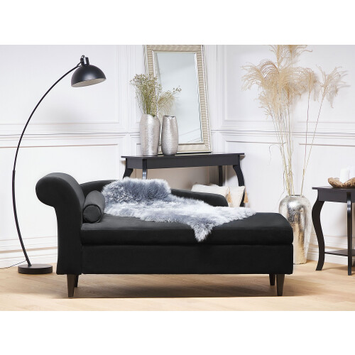 Beliani Left-Hand Chaise Longue LUIRO with Storage Velvet Black 1