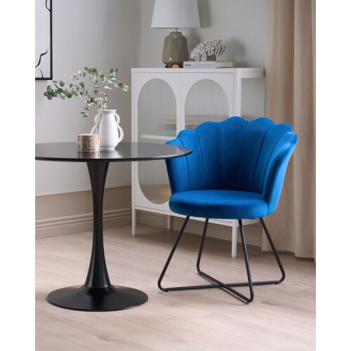 Beliani Armchair LOVELOCK Velvet Navy Blue 1