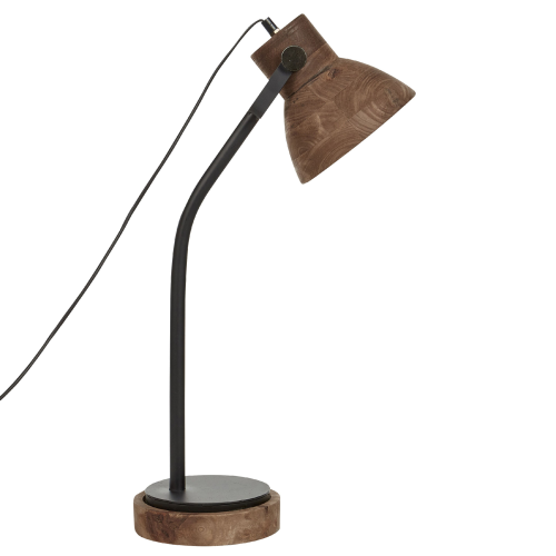 Beliani Desk Lamp KOLAR Mango Wood Dark Brown 1