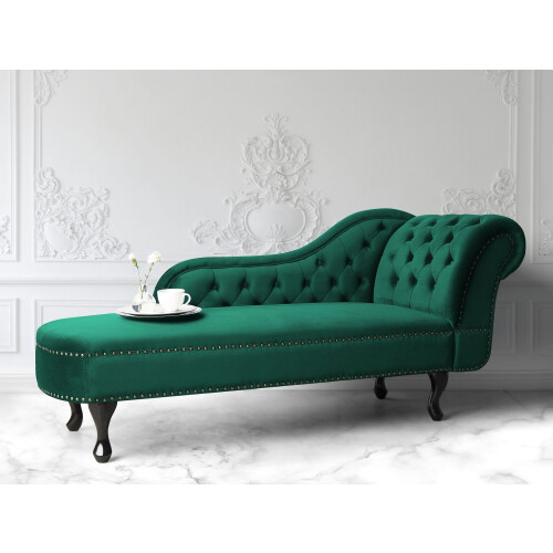 Beliani Right-Hand Chaise Longue NIMES Velvet Green 1
