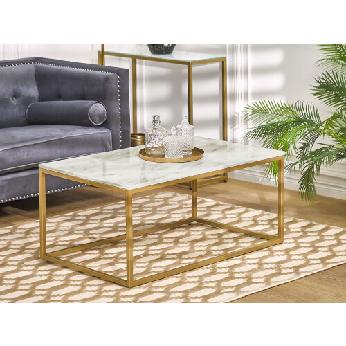 Beliani Coffee Table DELANO Marble/ Gold 1