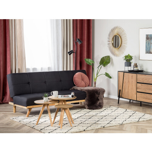 Beliani Sofa Bed 3 Seater FROYA Fabric Black 1