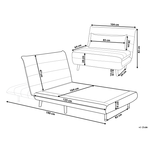 Beliani Single Sofa Bed SETTEN Velvet Light Grey 2