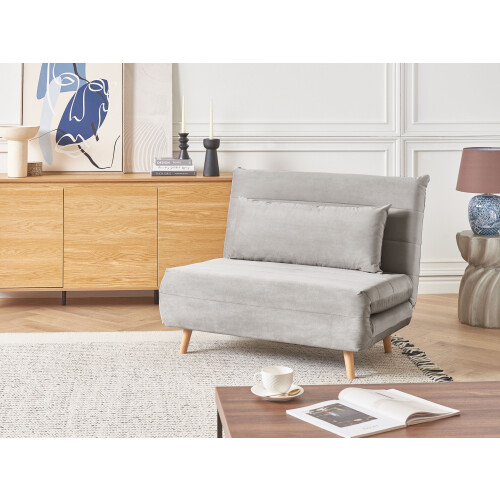 Beliani Single Sofa Bed SETTEN Velvet Light Grey 1