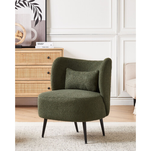 Beliani Armchair OTSBY Boucle Dark Green 1