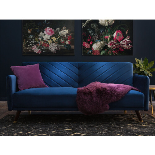 Beliani Sofa Bed 3 Seater SENJA Velvet Navy Blue 1