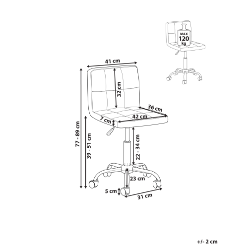 Beliani Desk Chair MARION Light Grey 2