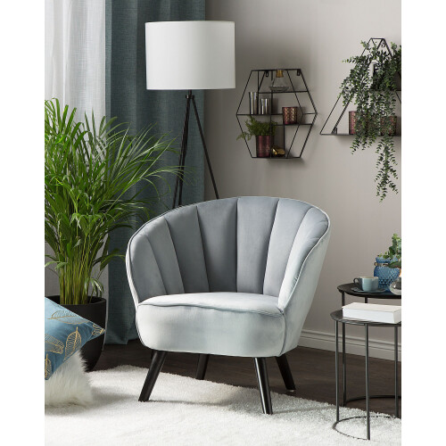 Beliani Armchair DALA Velvet Light Grey 1
