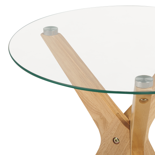 Beliani Side Table VALLEY Tempered Glass Light Brown 1