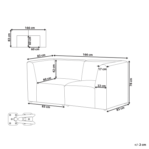 Beliani Modular Sofa 2 Seater LEMVIG Green Corduroy 2