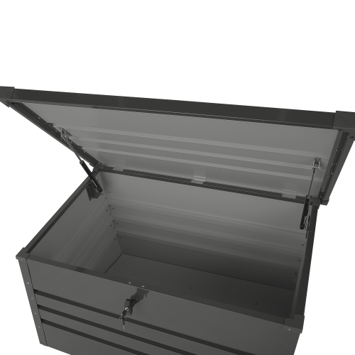 Beliani Storage Box CEBROSA 100 cm 62 cm Metal Graphite Grey 2