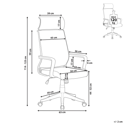 Beliani Office Chair LEADER Faux Leather Grey 2