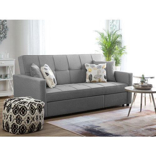 Beliani Sofa Bed 3 Seater GLOMMA Fabric Light Grey 1