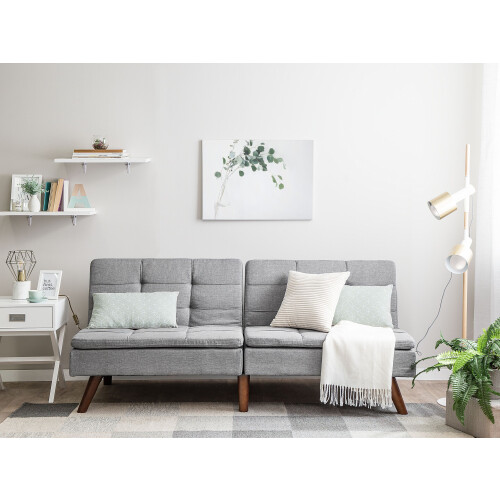 Beliani Sofa Bed 3 Seater RONNE Fabric Light Grey 1